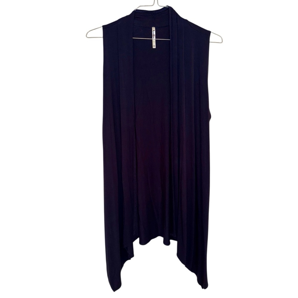 Women’s—Azules Solid Navy Sleeveless Long Open Front Sweater/Shawl. Size XL.